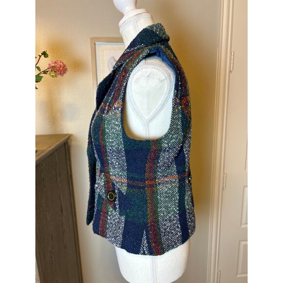 CAbi | Vintage Wool Blend Double Breasted Plaid Vest | Small - Picture 9 of 14
